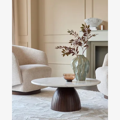 Danetti Malin white marble top dark wood coffee table