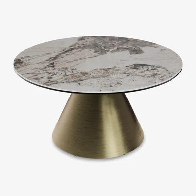 Furniture Village Akante - Amorim Round Coffee Table with Bronze Base
