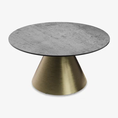 Furniture Village Akante - Amorim Round Coffee Table with Bronze Base