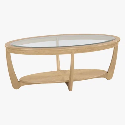 Furniture Village Nathan - Shades Glass Top Oval Coffee Table - Brown