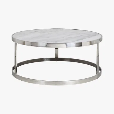 Furniture Village Levanto Round Marble Coffee Table - White - By Furniture Village