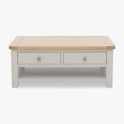 Furniture Village Lewis Storage Coffee Table with Shelf and 2 Drawers