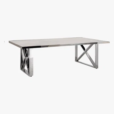 Furniture Village Levanto Cross-leg Marble Coffee Table - White - By Furniture Village