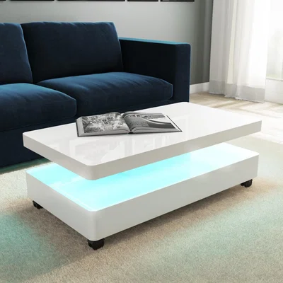 Furniture123 White Gloss Coffee Table with LED Lights - Tiffany