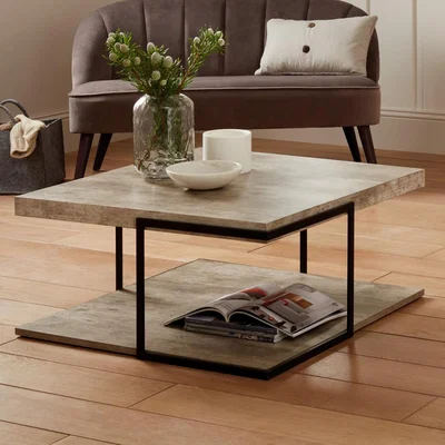 Furniture123 Small Large Square Grey Concrete Effect Coffee Table - Jersey - Pacific Lifestyle