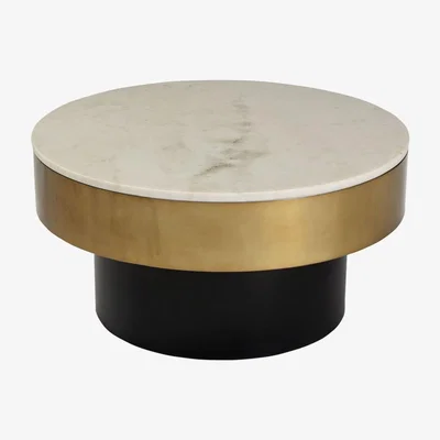 Furniture123 Marble Coffee Table in White with Gold and Black Base - Martina