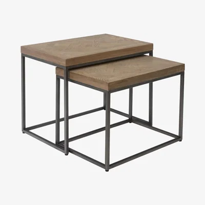 Furniture123 Chevron Oak Nest of 2 Tables
