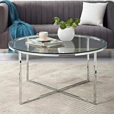 Furniture123 Foster Chrome Coffee Table with Glass Top