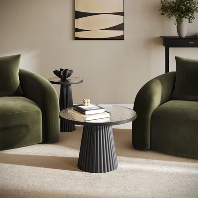 Furniture123 Small Black Round Cast Glass Coffee Table - Evie