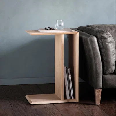 Furniture123 Gallery Milano Solid Oak Light Wood Chevron Style Sofa Table