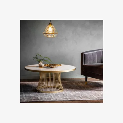 Furniture123 Round Coffee Table in Gold Marble - Caspian House