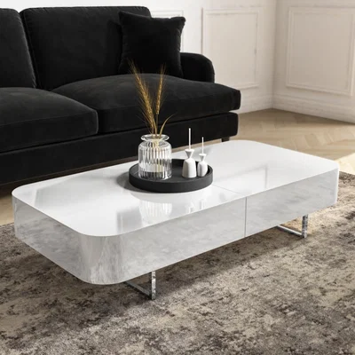 Furniture123 Tiffany White High Gloss Storage Coffee Table