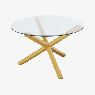 Furniture123 LPD Oporto Soild Oak And Glass Large Round Table - 120cm Diameter