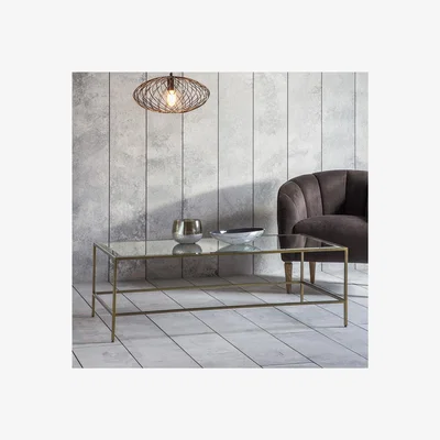 Furniture123 Raya Large Bronze Metal and Glass Coffee Table - Caspian House