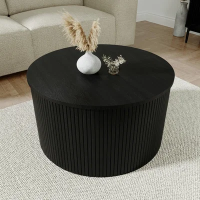 Furniture123 Black Oak Ottoman Storage Coffee Table -  Jarel