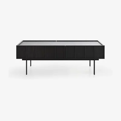 Furniture123 Black Oak Coffee Table with 2 Drawers - Helmer