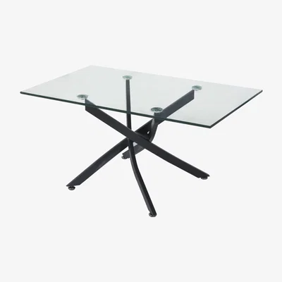 Furniture123 Rectangle Glass Coffee Table with Black Legs - Kacey
