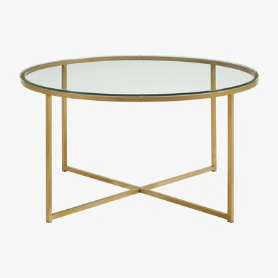 Furniture123 Gold Coffee Table with Glass Top - Foster
