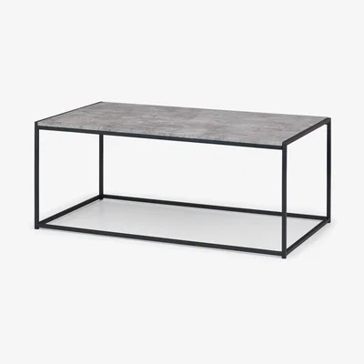 Furniture123 Staten Rectangular Coffee Table in Faux Concrete & Black Metal Base - Julian Bowen