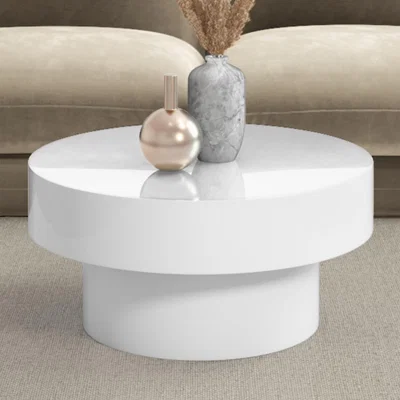 Furniture123 Round White Gloss Coffee Table - Cici