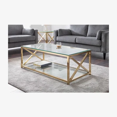 Furniture123 Gold & Glass Coffee Table - Julian Bowen