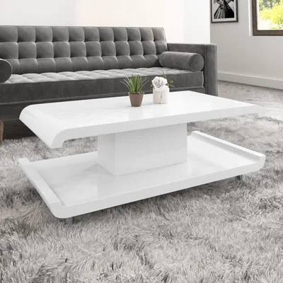 Furniture123 Curved White Gloss Coffee Table - Tiffany