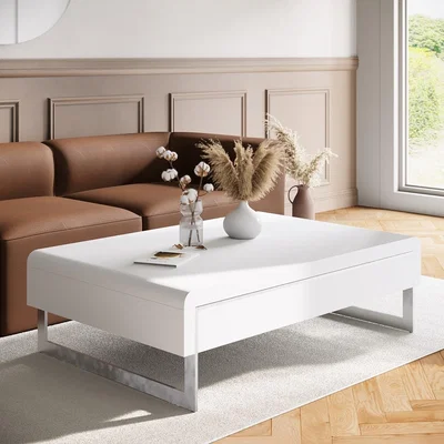 Furniture123 Large White Gloss Coffee Table with Drawer - Tiffany
