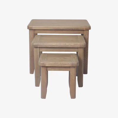 Furniture123 Nest of 3 Smoked Oak Tables