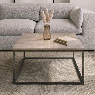 Furniture123 Square Travertine Effect Coffee Table - Demi