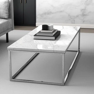 Furniture123 White Marble Effect Top Coffee Table - Demi