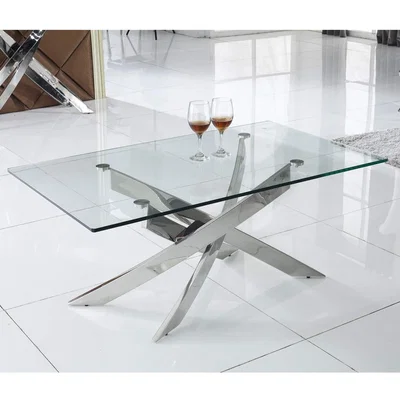 Furniture123 Glass Coffee Table with Chrome Base - Vida Living Kalmar