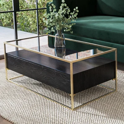 Furniture123 Large Rectangle Coffee Table with Drawers and Glass Top - Akila