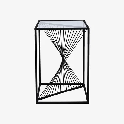Furniture123 Black Metal & Glass Side Table