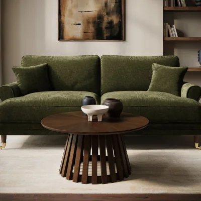Furniture123 Large Round Walnut Pedestal Coffee Table - Owen