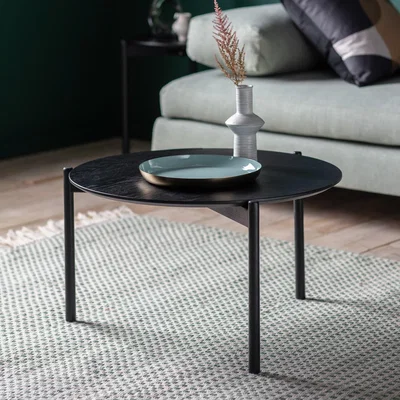 Furniture123 Small Round Black Oak Coffee Table - Burley - Caspian House