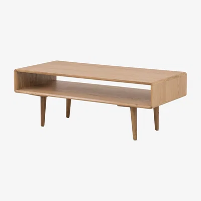 Furniture123 Large Solid Oak Coffee Table with Storage Shelf - Marny