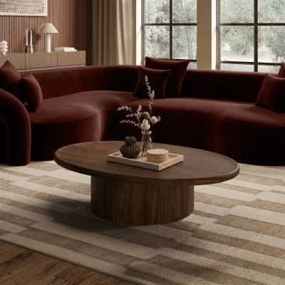 Furniture123 Large Walnut Oval Coffee Table - Arrezzo