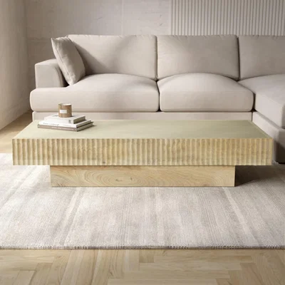 Furniture123 Large Solid Mango Wood Coffee Table with Fluted Detail - Linea