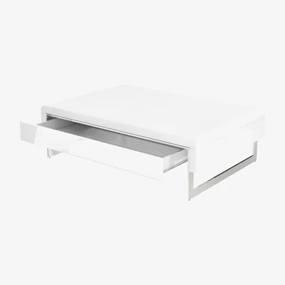 Furniture123 White Gloss Curved Coffee Table with Drawer - Tiffany