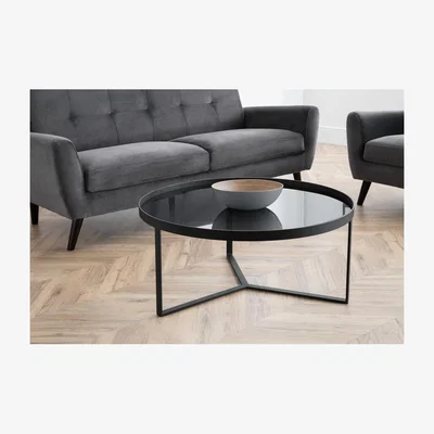 Furniture123 Black Smoked Glass Coffee Table - Loft - Julian Bowen