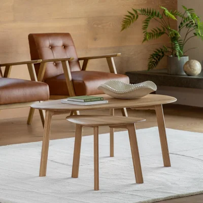 Furniture123 Solid Oak Nest of 2 Coffee Tables - Madrid - Caspian House