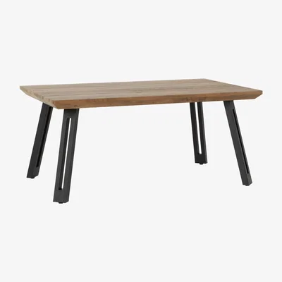 Furniture123 Oak Effect Coffee Table with Industrial Metal Legs - Quebec