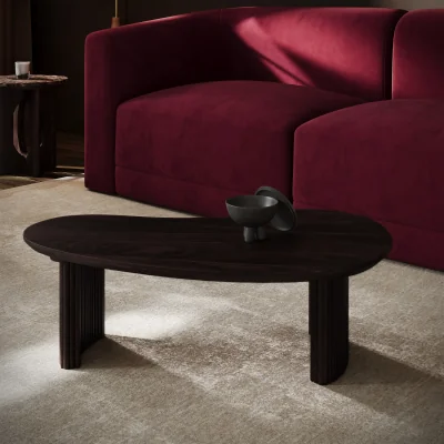 Furniture123 Curved Walnut Coffee Table with 2 Legs - Ivan