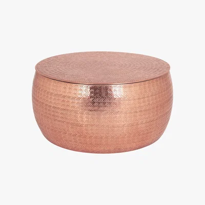 Habitat Habitat Sona Copper Storage Hammered Aluminium Coffee Table, Rose Gold