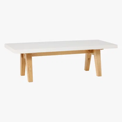 Habitat Rasmus White Concrete And Solid Oak Coffee Table, White And Oak