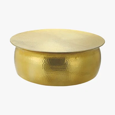 Habitat Orrico Brass Hammered Aluminium Coffee Table, Brass