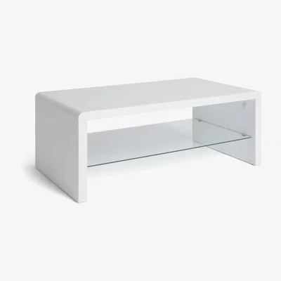 Habitat Habitat Sleigh 1 Shelf Coffee Table - White Gloss