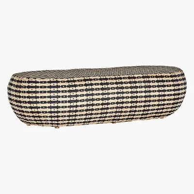 Habitat Indah Black And Natural Rattan Oval Coffee Table, Black