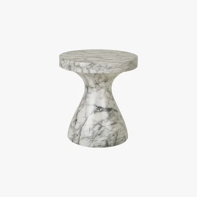 Habitat Tokki White Marbled Cement Side Table, White