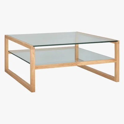 Habitat Herrmann Square Glass Coffee Table, Oak And Glass